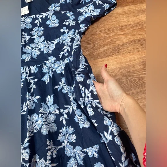 NWT J Crew tiered‎ floral dress size 14 puff sleeves cotton babydoll ornate - Picture 9 of 14